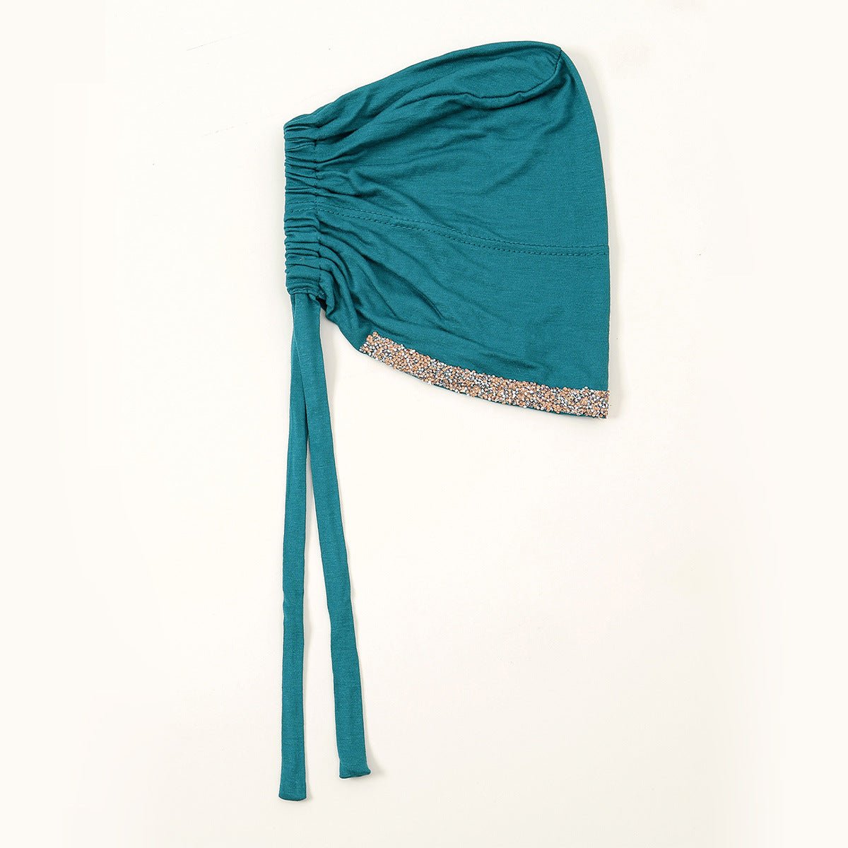 Bonnet Hijab de Luxe en Coton Mercerisé, Orné de Cristaux, Réglable avec Lacet Élastique, Design Respirant (MH115)