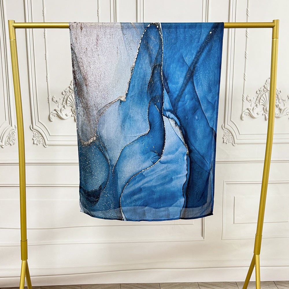 Hijab en coton artistique aquarelle avec motifs floraux peints (MH144)
