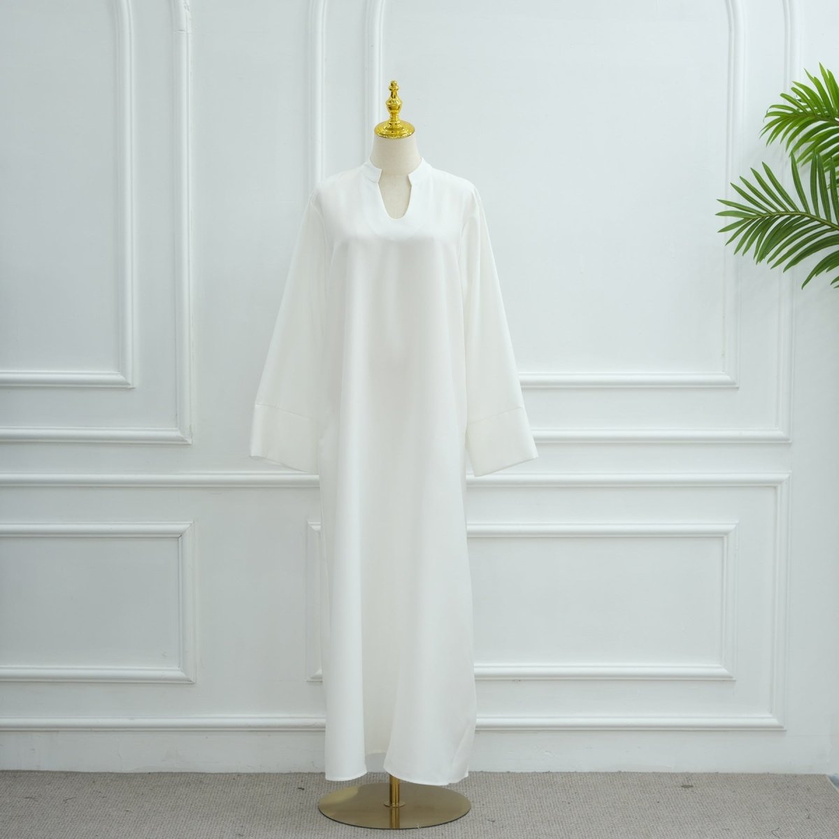 Abaya oversize à col en V avec poches | Robe longue unie à manches larges (MA331)