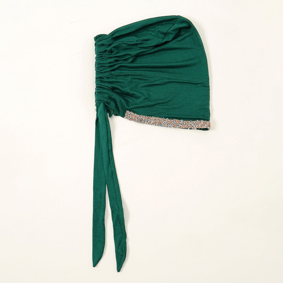 Bonnet Hijab de Luxe en Coton Mercerisé, Orné de Cristaux, Réglable avec Lacet Élastique, Design Respirant (MH115)