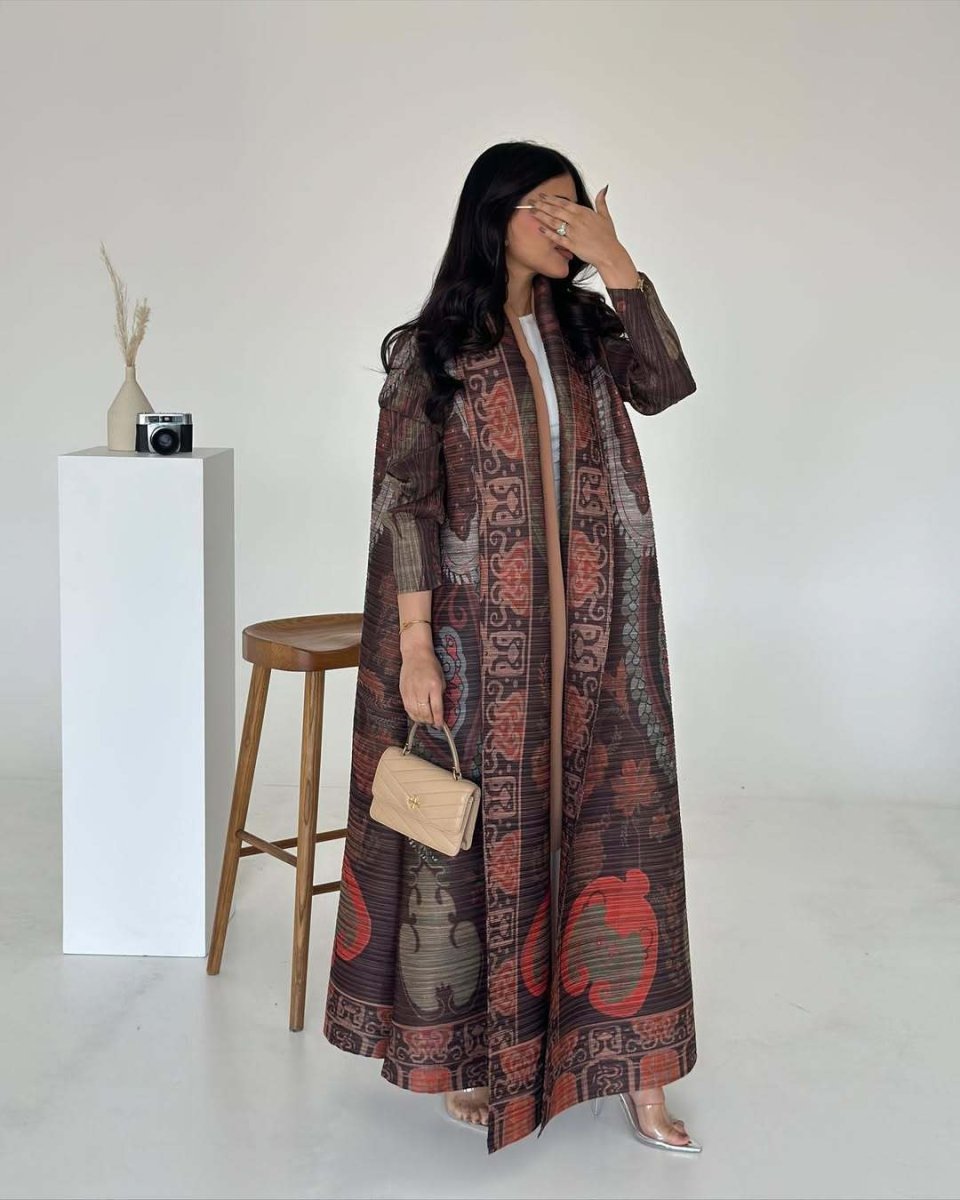 Trench-coat Musulman à Imprimé Floral - Veste Cape Robe Modeste pour la Ville (MOA212)