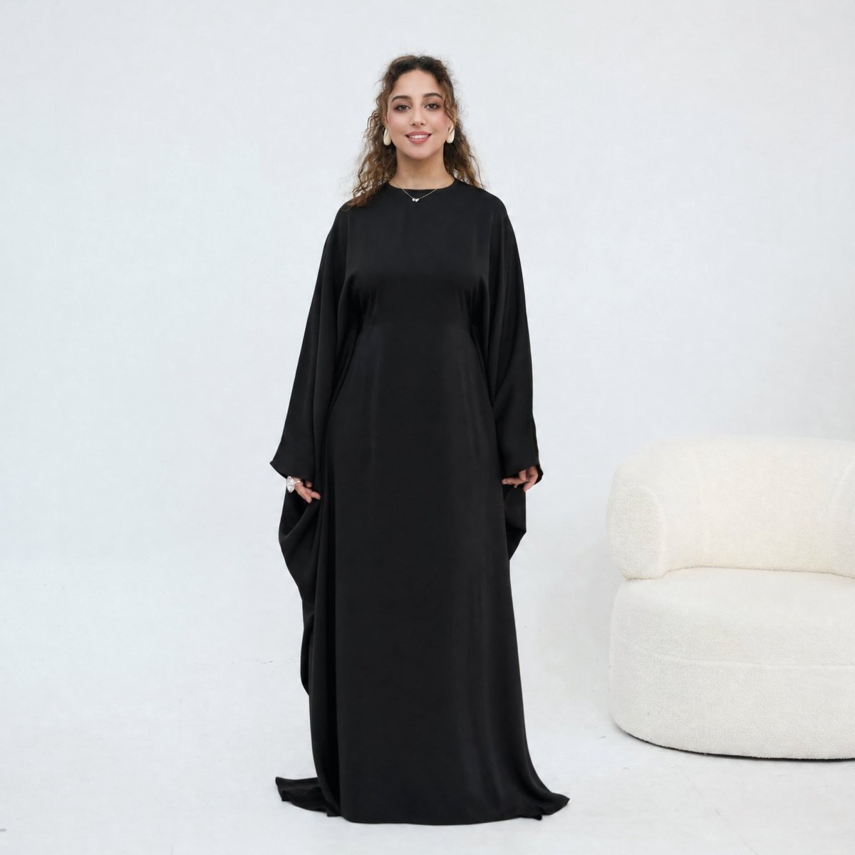 Robe Maxi Nida Crinkle Batwing Sleeve(MA458)