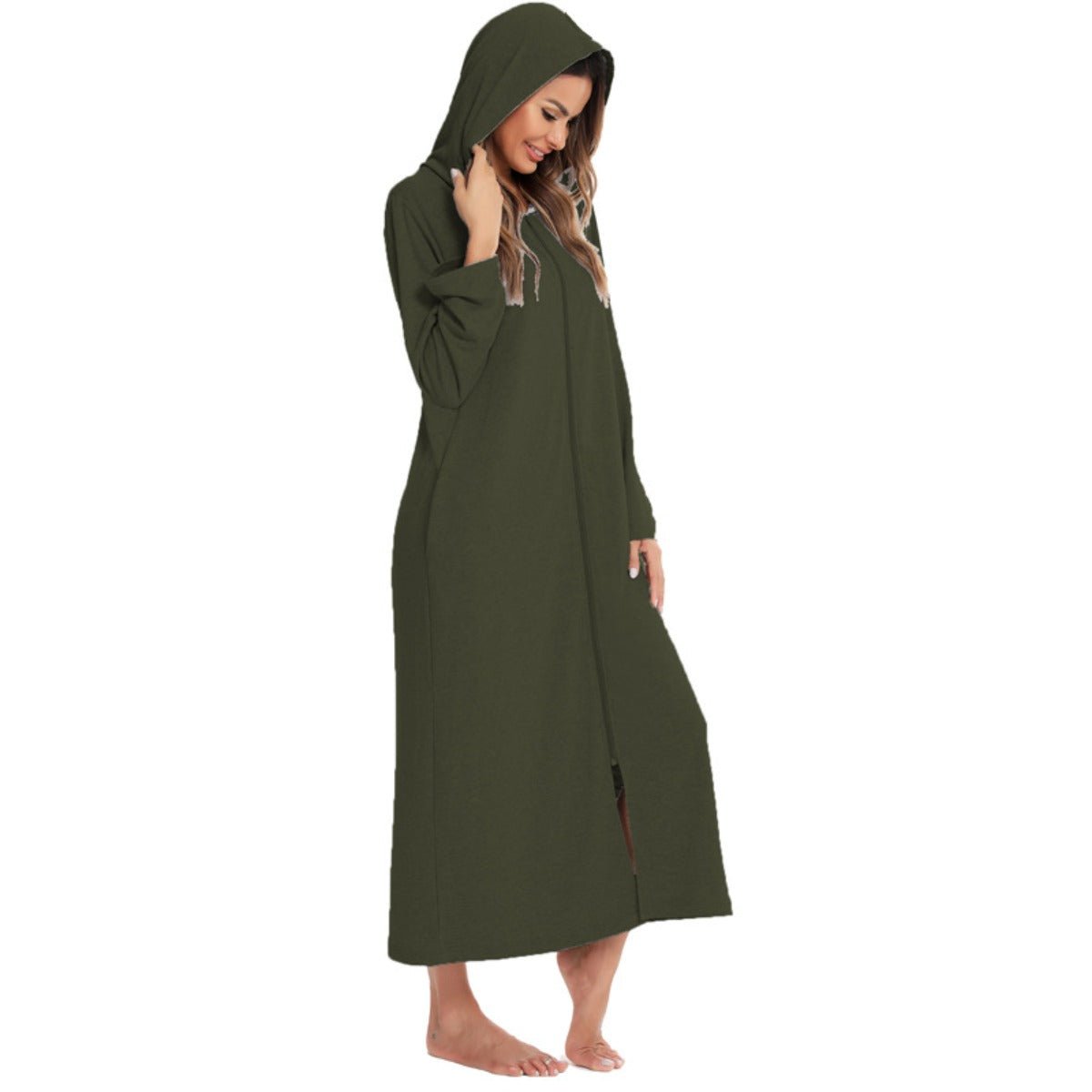 Cardigan long zippé et douillet avec poches | Confort Loungewear (MS110)