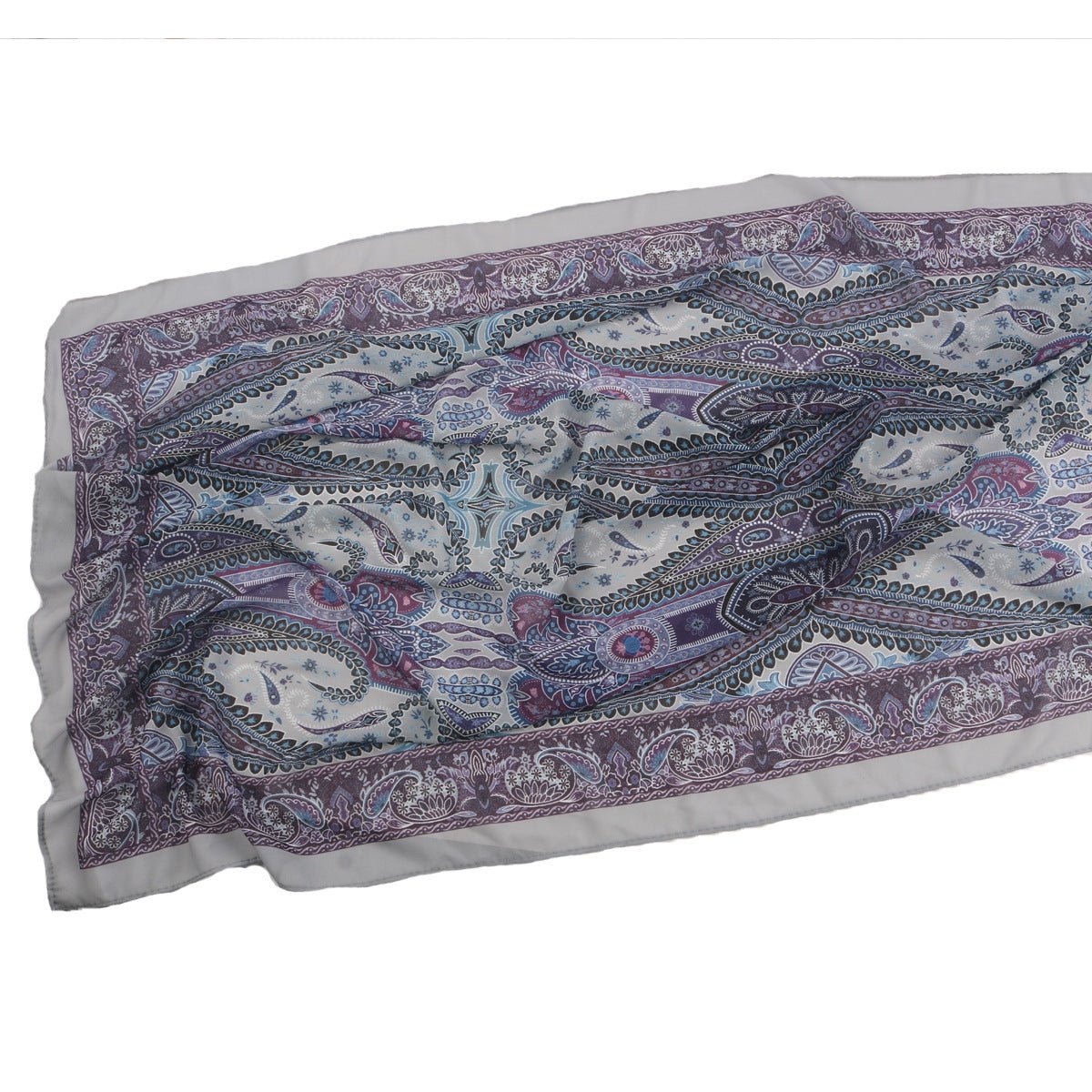 Écharpe Hijab en Mousseline Imprimée Élégante, Style Bohème, Respirante, Protection Solaire (MH136)