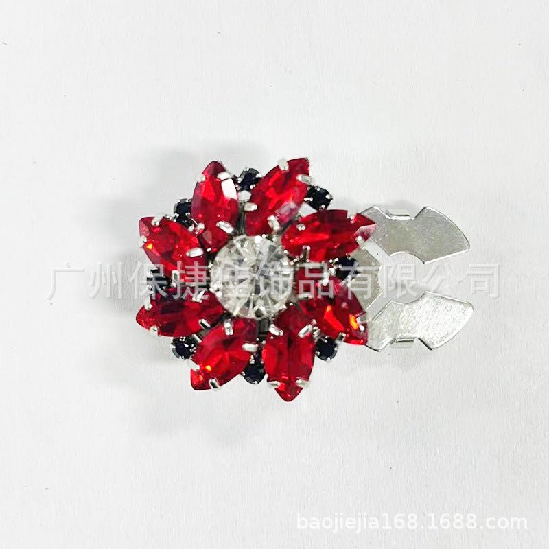 Cache-boutons strass | Pinces décoratives fleurs cristal (MAC359)