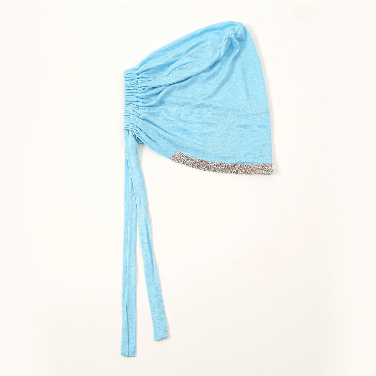 Bonnet Hijab de Luxe en Coton Mercerisé, Orné de Cristaux, Réglable avec Lacet Élastique, Design Respirant (MH115)