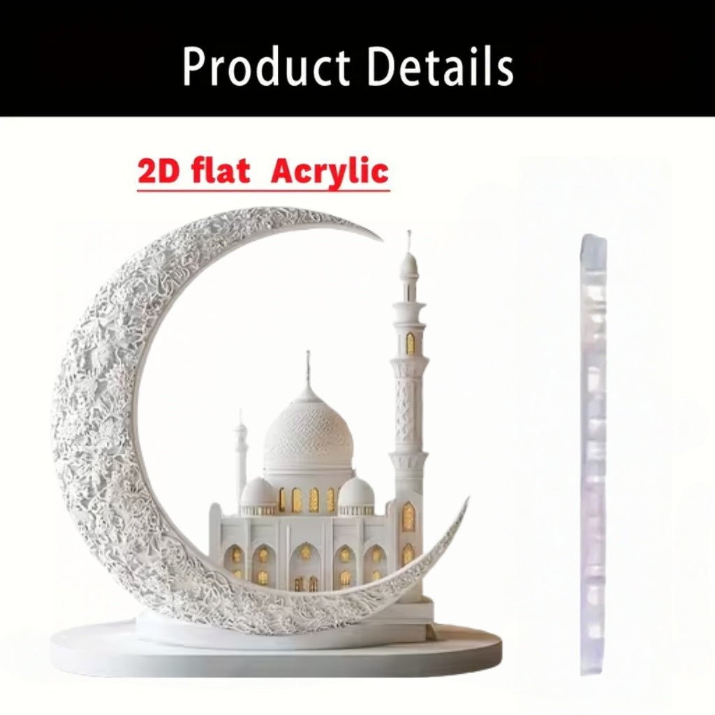 Croissant islamique avec motifs islamiques - Ornement de bureau en acrylique (MAC398)