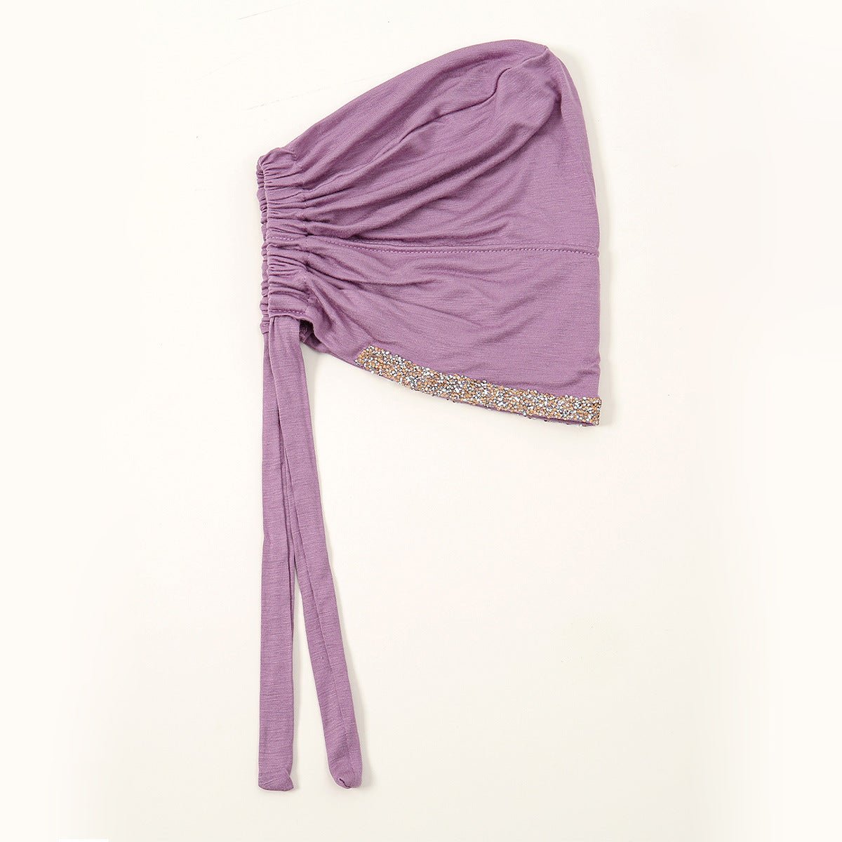 Bonnet Hijab de Luxe en Coton Mercerisé, Orné de Cristaux, Réglable avec Lacet Élastique, Design Respirant (MH115)