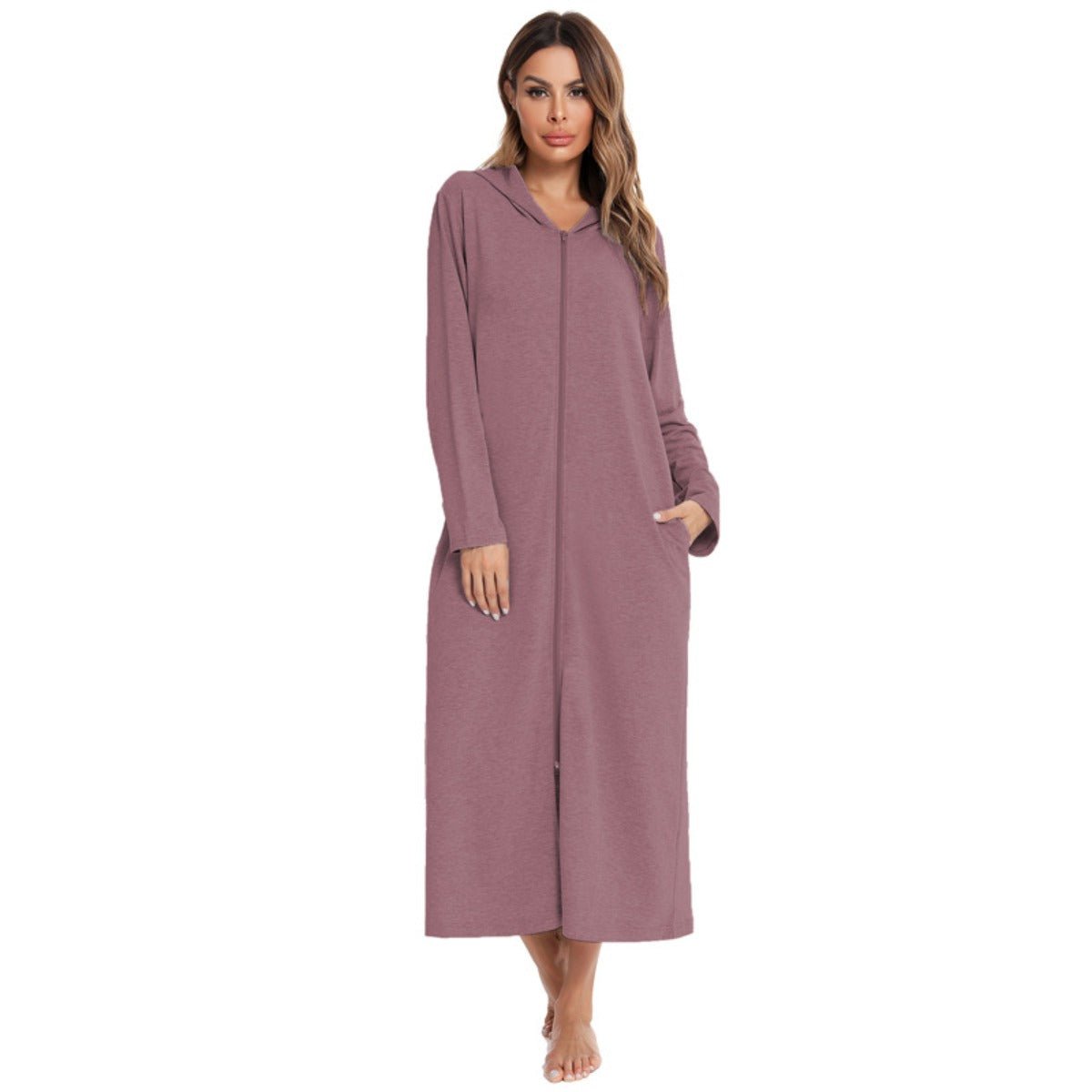 Cardigan long zippé et douillet avec poches | Confort Loungewear (MS110)