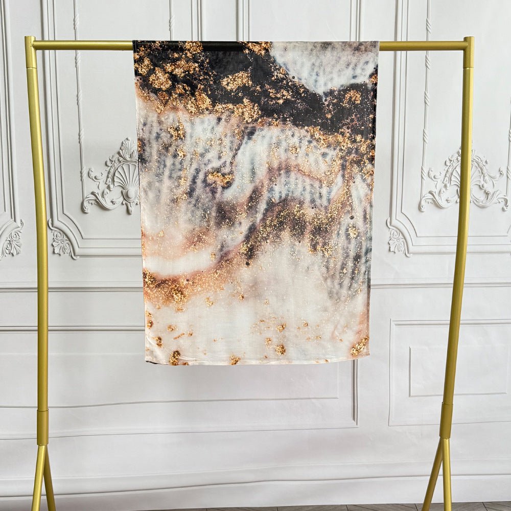 Hijab en coton artistique aquarelle avec motifs floraux peints (MH144)