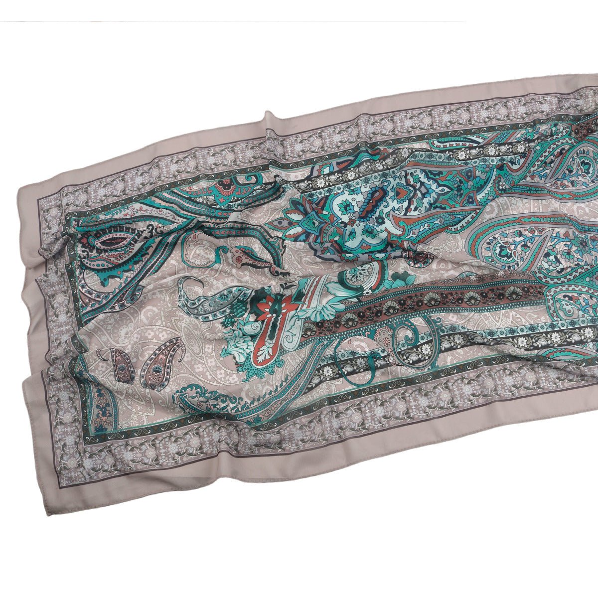 Écharpe Hijab en Mousseline Imprimée Élégante, Style Bohème, Respirante, Protection Solaire (MH136)