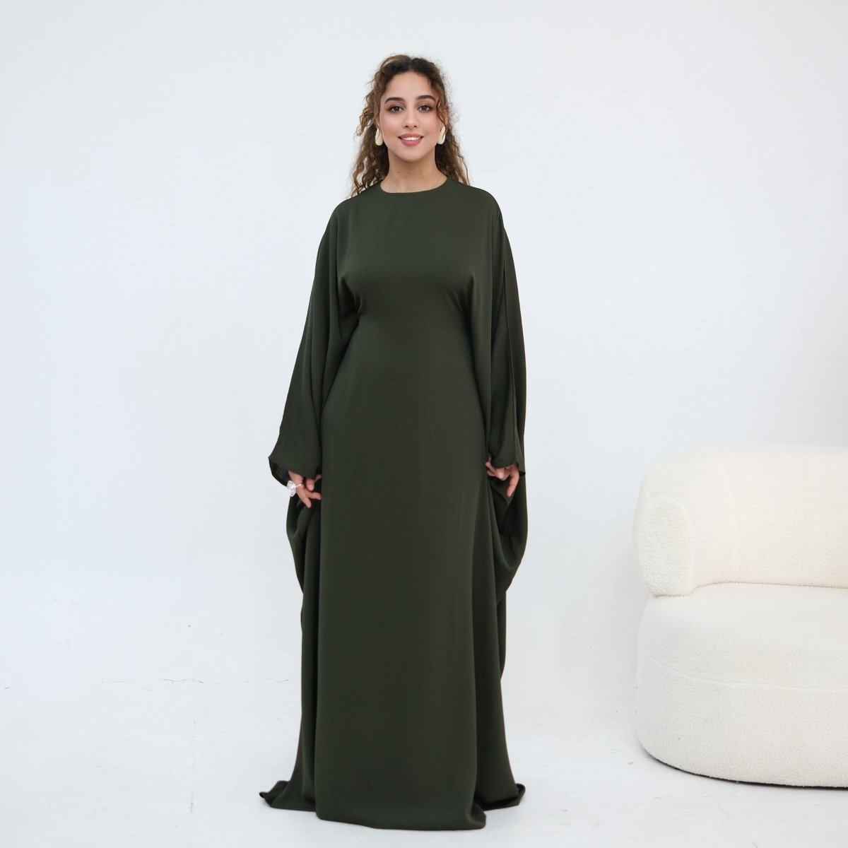 Robe Maxi Nida Crinkle Batwing Sleeve(MA458)