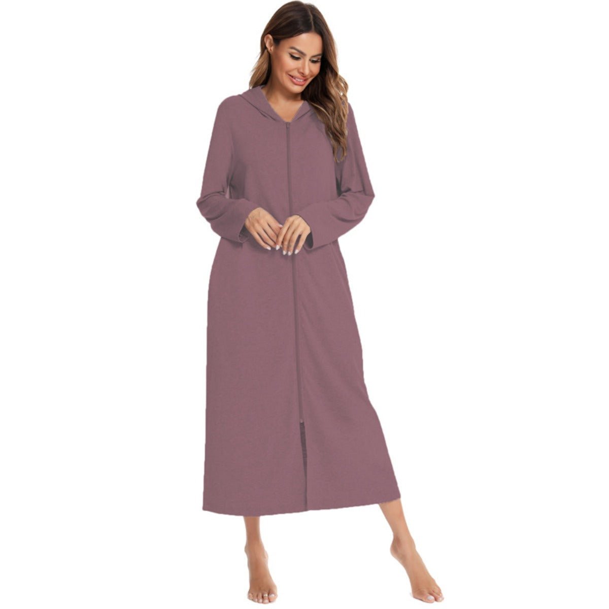 Cardigan long zippé et douillet avec poches | Confort Loungewear (MS110)