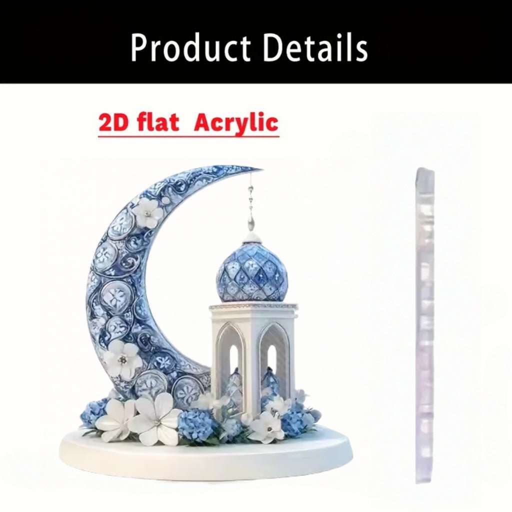 Croissant islamique avec motifs islamiques - Ornement de bureau en acrylique (MAC398)