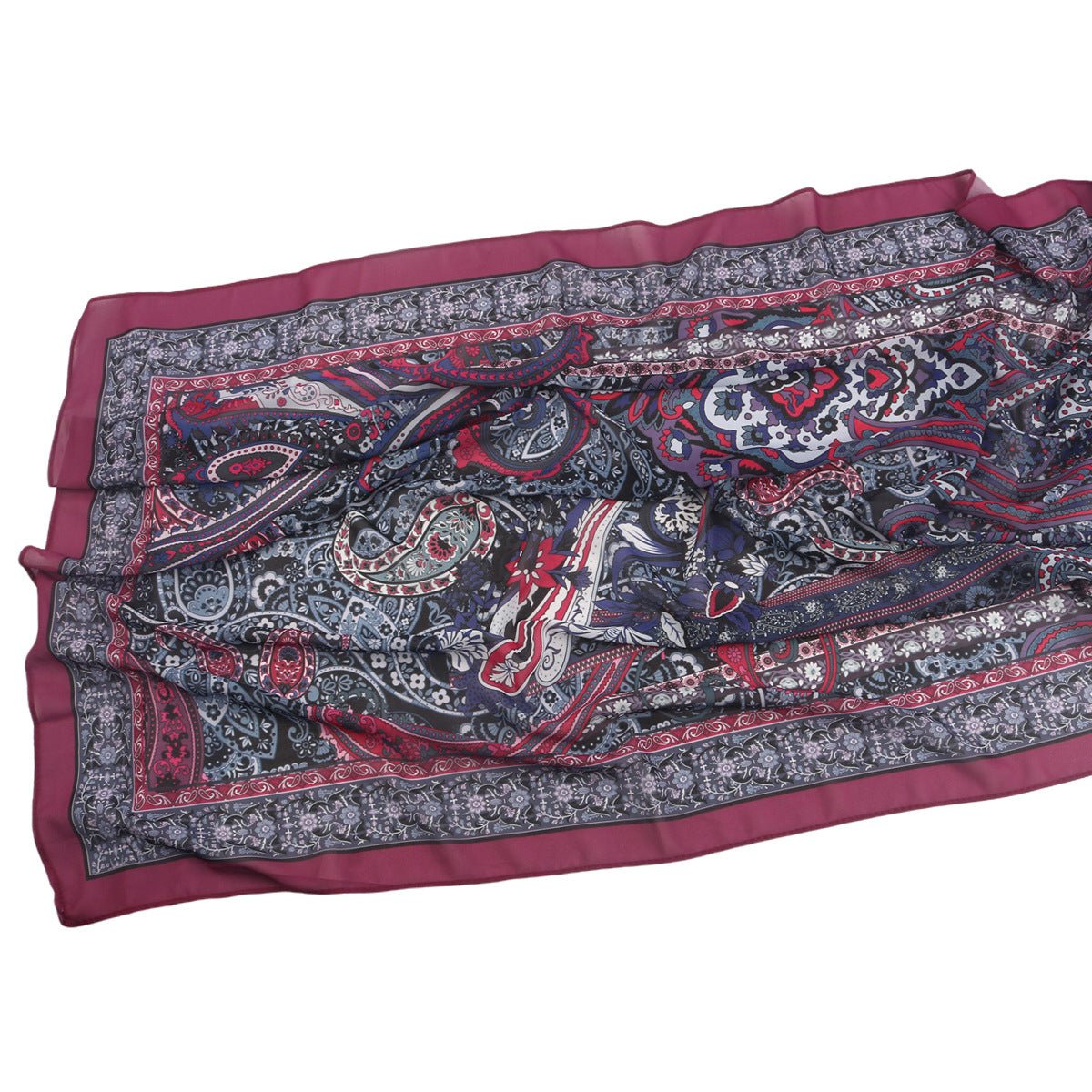 Écharpe Hijab en Mousseline Imprimée Élégante, Style Bohème, Respirante, Protection Solaire (MH136)