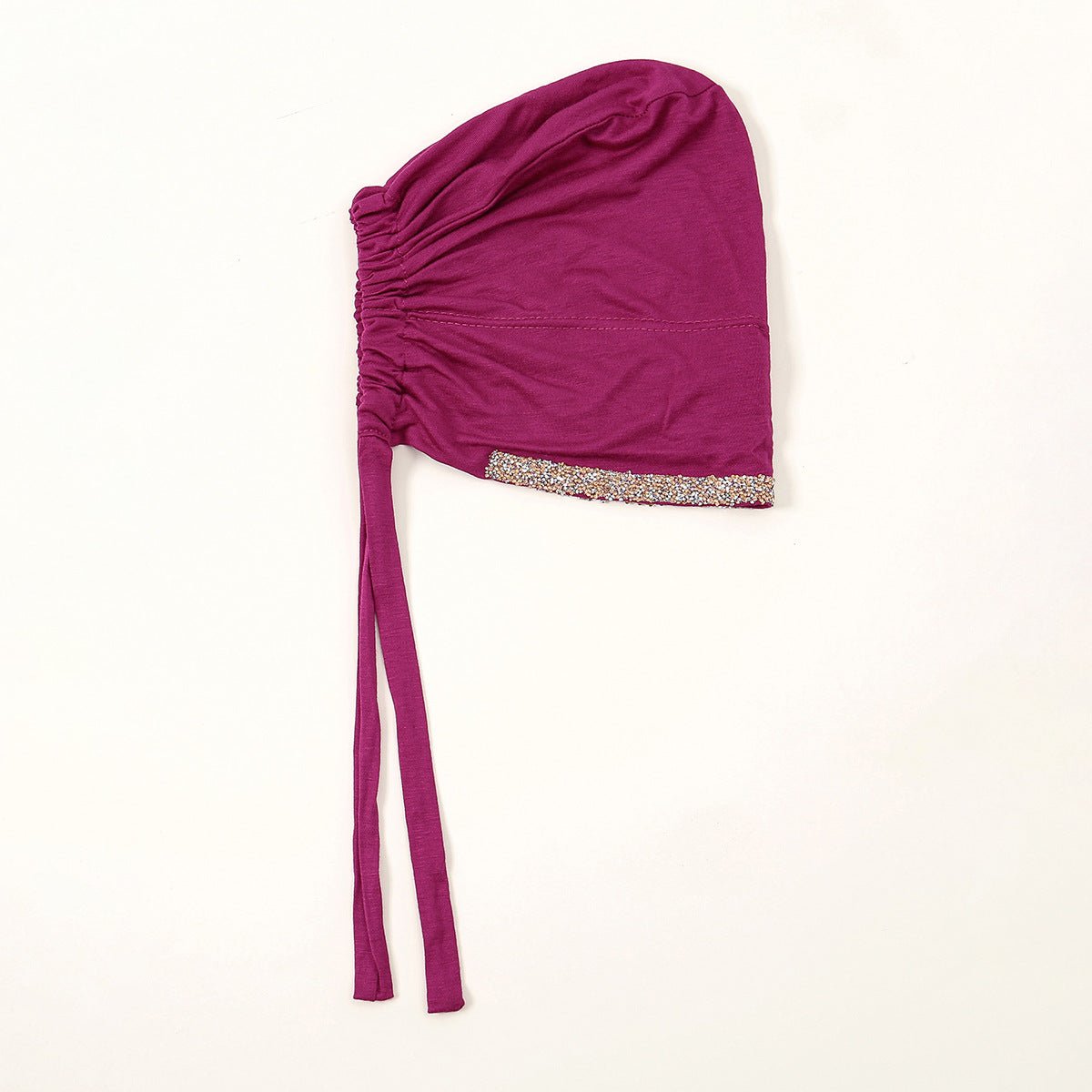 Bonnet Hijab de Luxe en Coton Mercerisé, Orné de Cristaux, Réglable avec Lacet Élastique, Design Respirant (MH115)