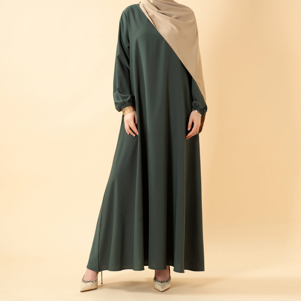 Abaya Essentielle Coupe Parapluie avec Poches Polyvalentes Premium (UKMA113)