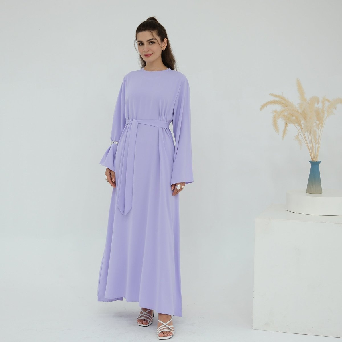 Abaya ouverte en mesh floral 3D (MOA288)