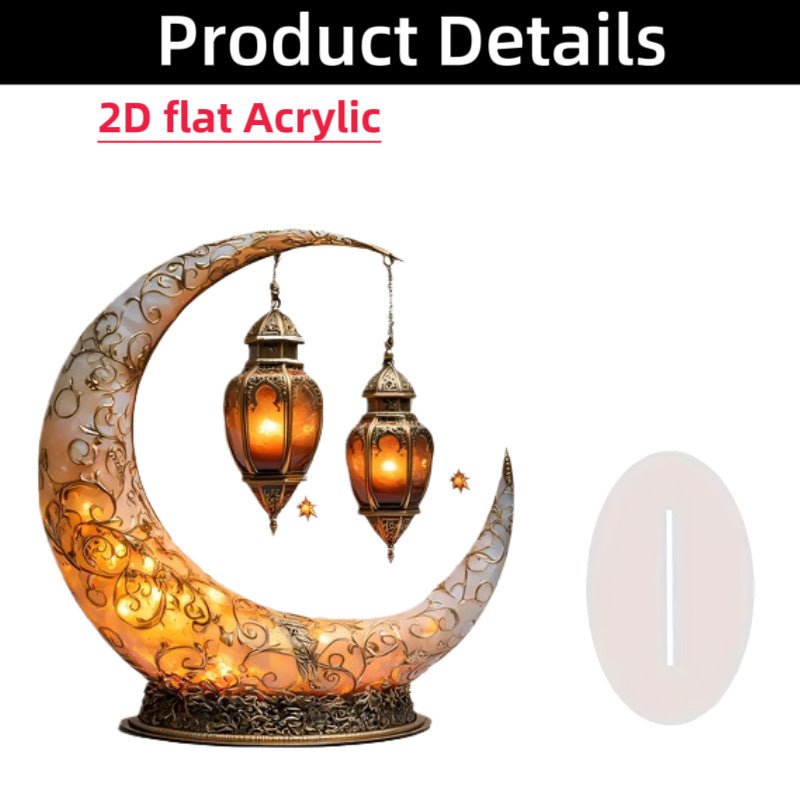Croissant islamique avec motifs islamiques - Ornement de bureau en acrylique (MAC398)