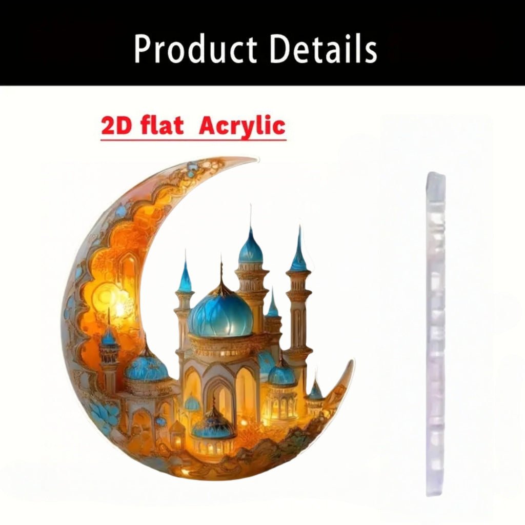 Croissant islamique avec motifs islamiques - Ornement de bureau en acrylique (MAC398)