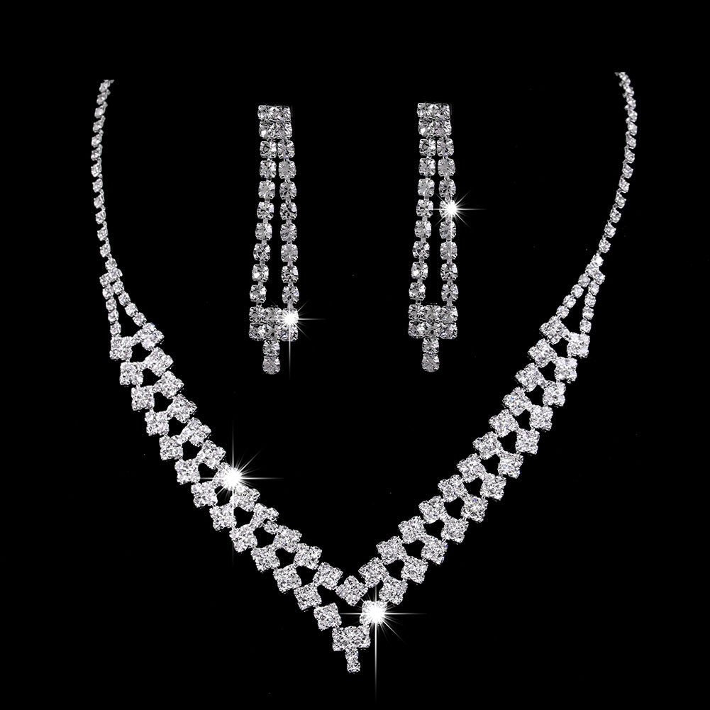 Collier et boucles d'oreilles pendantes MAC181 en zircons diamantés étincelants