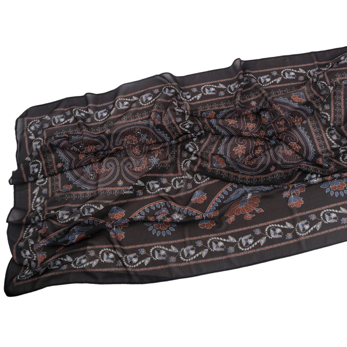 Écharpe Hijab en Mousseline Imprimée Élégante, Style Bohème, Respirante, Protection Solaire (MH136)