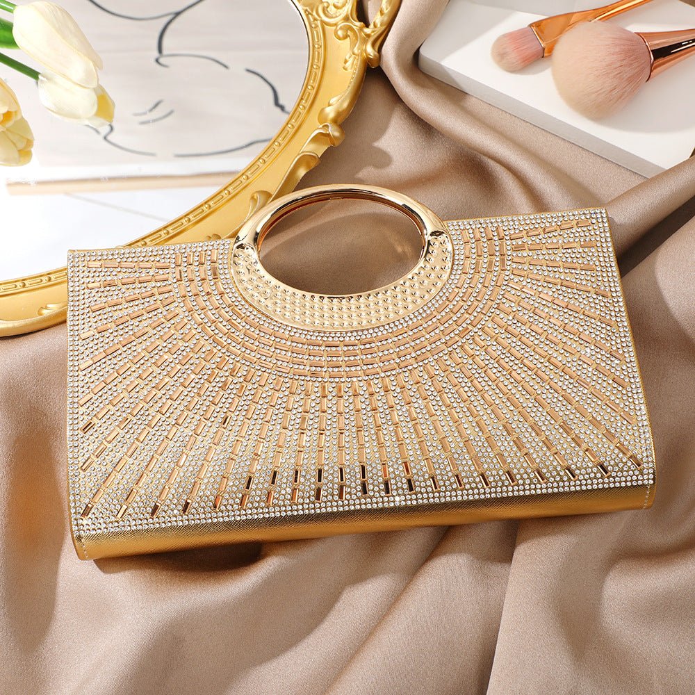 Sac Pochette Vintage à Grande Anse Circulaire Ornée de Strass Scintillants (MAC430)