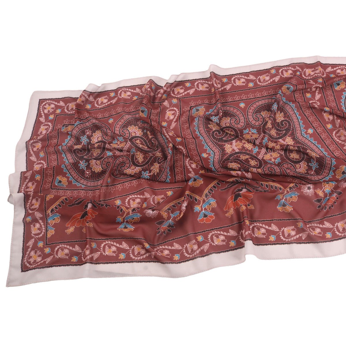 Écharpe Hijab en Mousseline Imprimée Élégante, Style Bohème, Respirante, Protection Solaire (MH136)