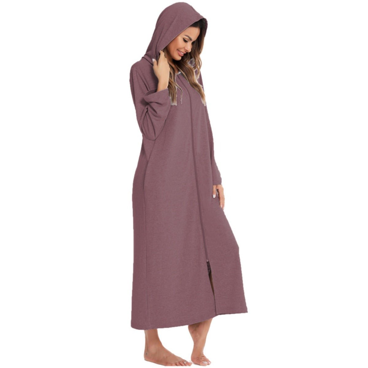 Cardigan long zippé et douillet avec poches | Confort Loungewear (MS110)