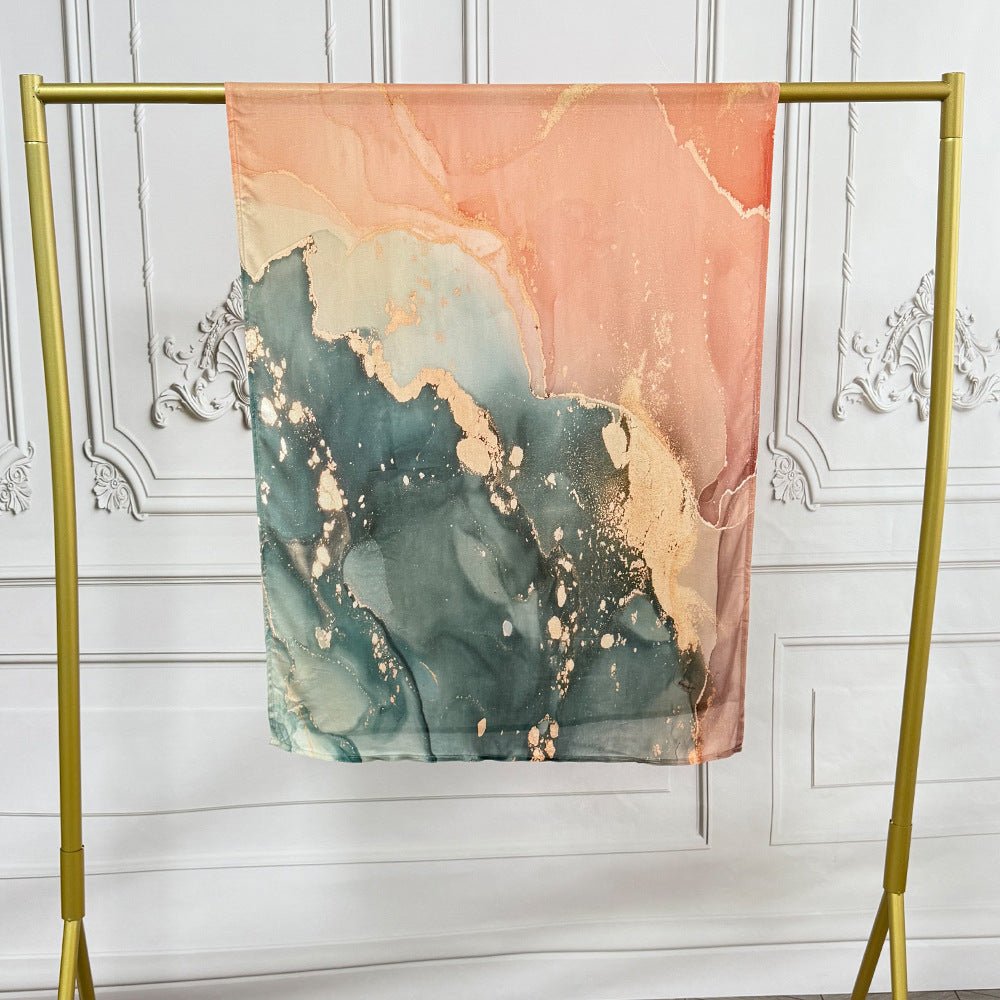 Hijab en coton artistique aquarelle avec motifs floraux peints (MH144)