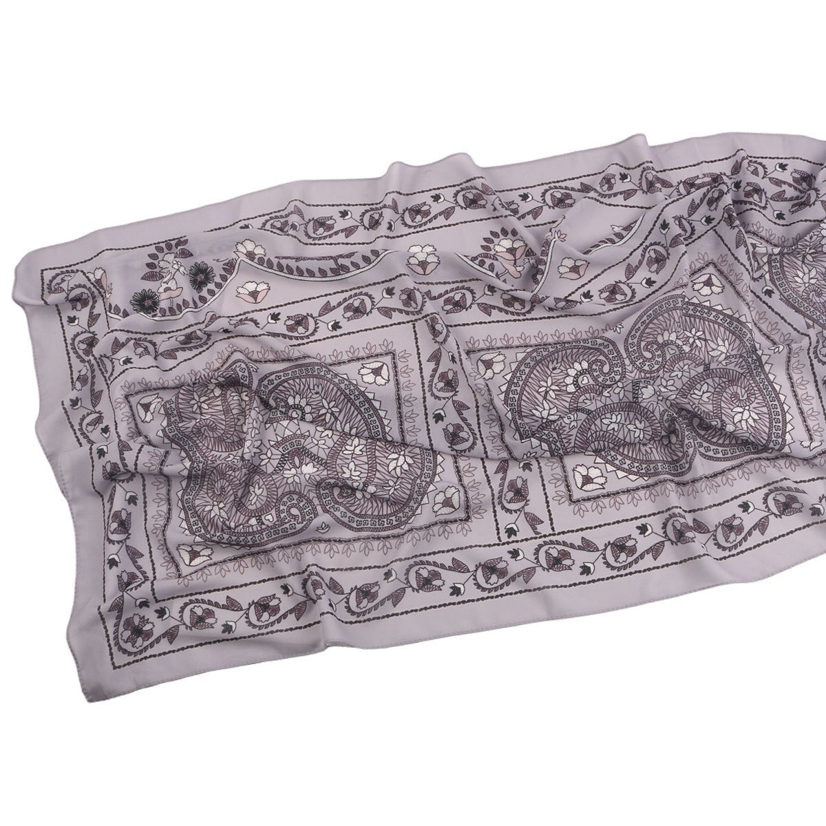 Écharpe Hijab en Mousseline Imprimée Élégante, Style Bohème, Respirante, Protection Solaire (MH136)