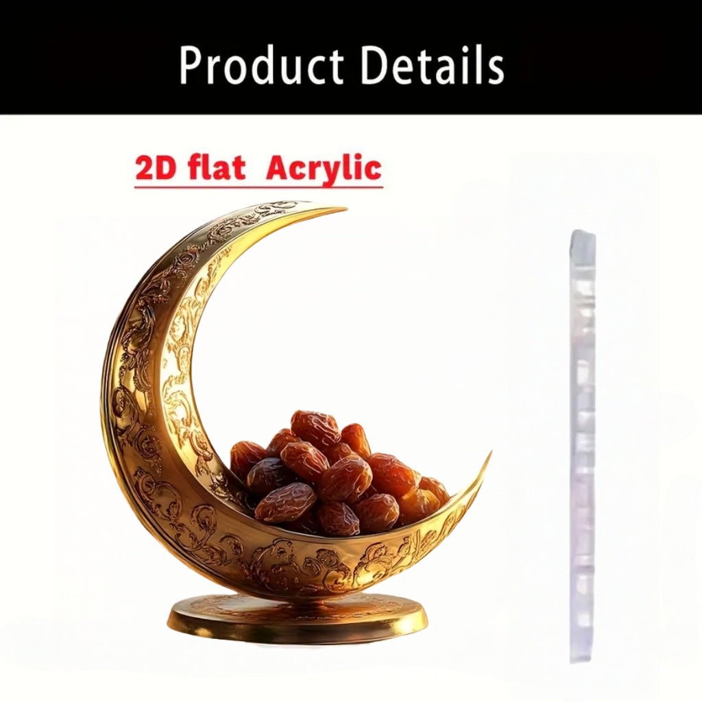 Croissant islamique avec motifs islamiques - Ornement de bureau en acrylique (MAC398)