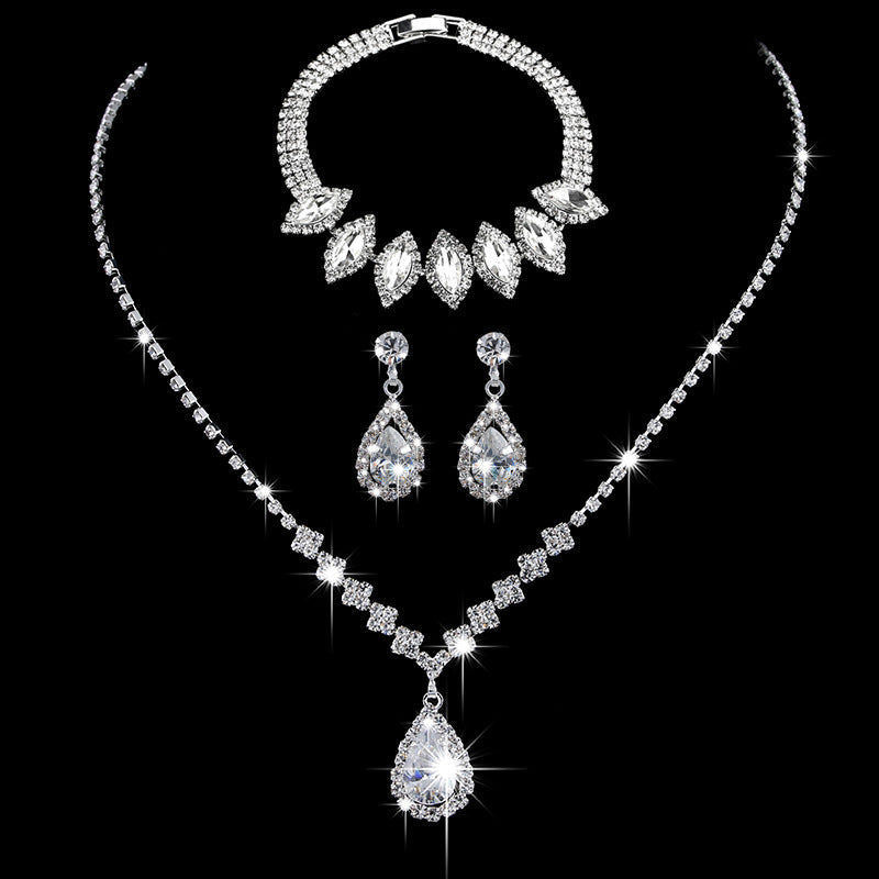 Collier et boucles d'oreilles pendantes MAC181 en zircons diamantés étincelants