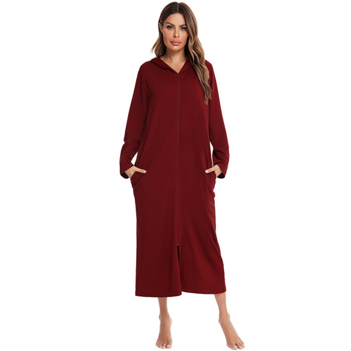 Cardigan long zippé et douillet avec poches | Confort Loungewear (MS110)