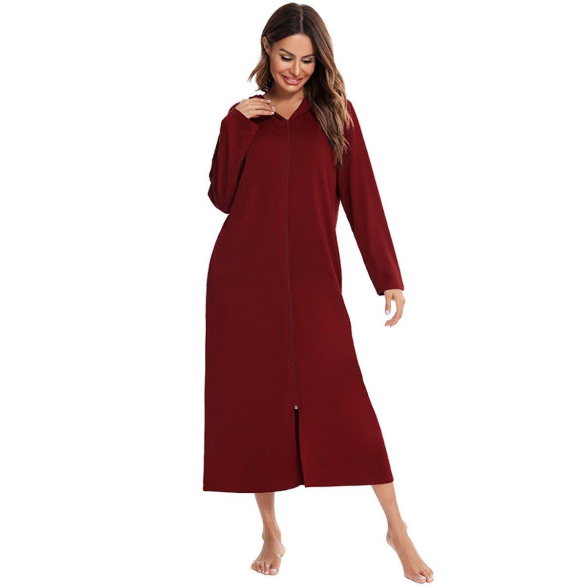 Cardigan long zippé et douillet avec poches | Confort Loungewear (MS110)