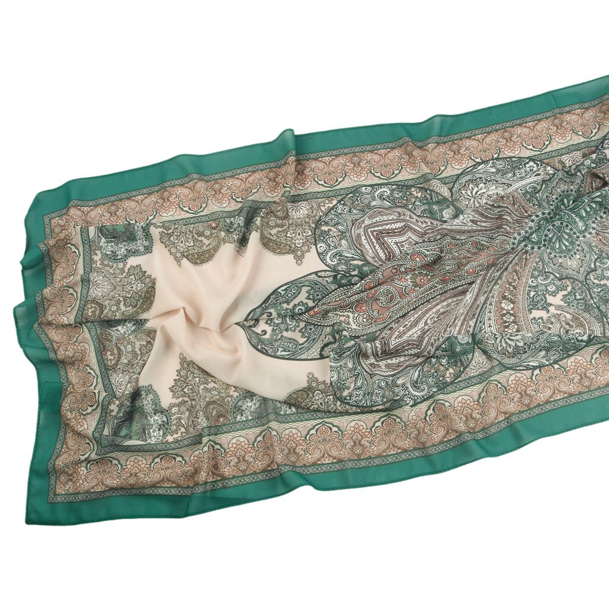 Écharpe Hijab en Mousseline Imprimée Élégante, Style Bohème, Respirante, Protection Solaire (MH136)
