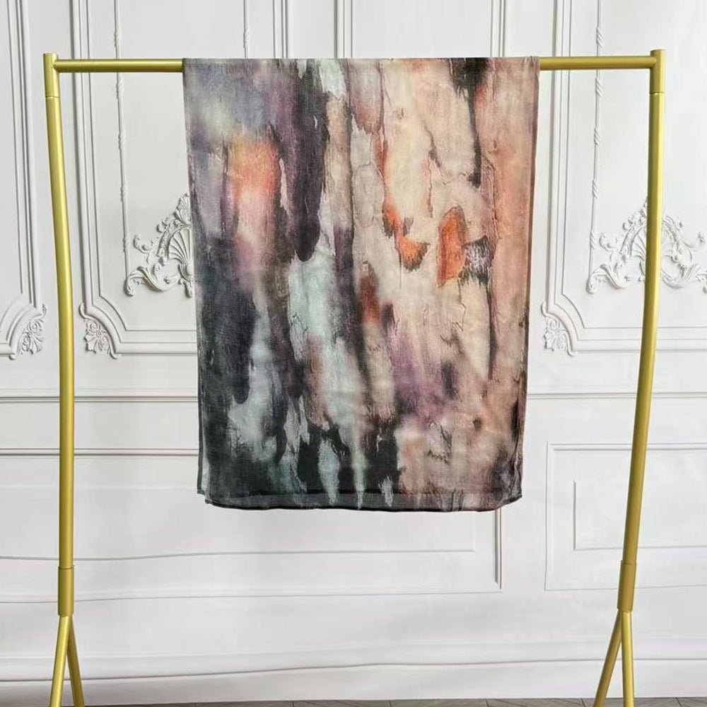 Hijab en coton artistique aquarelle avec motifs floraux peints (MH144)