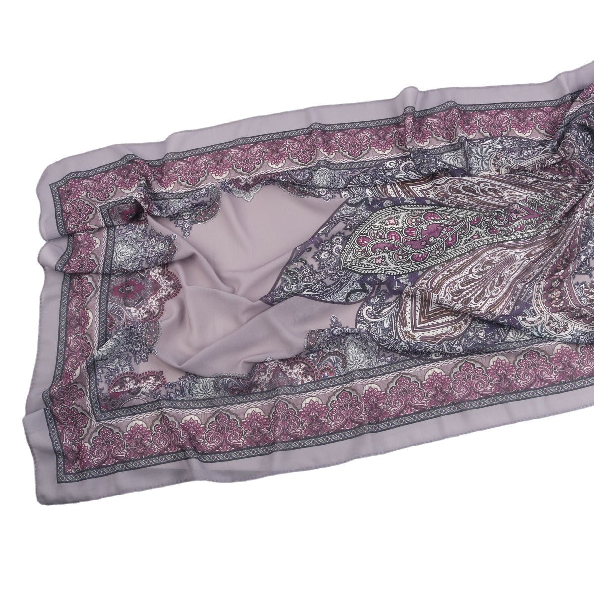 Écharpe Hijab en Mousseline Imprimée Élégante, Style Bohème, Respirante, Protection Solaire (MH136)