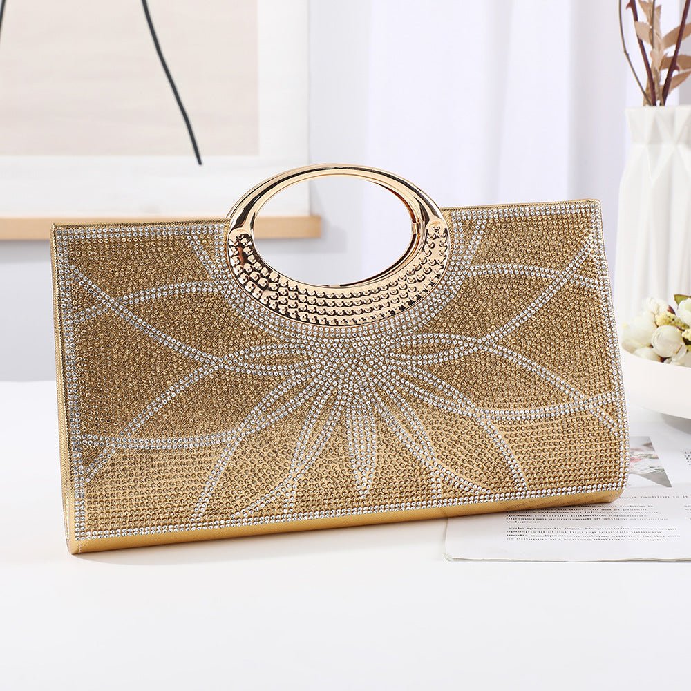 Sac Pochette Vintage à Grande Anse Circulaire Ornée de Strass Scintillants (MAC430)