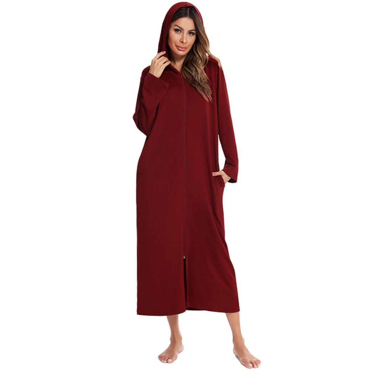 Cardigan long zippé et douillet avec poches | Confort Loungewear (MS110)