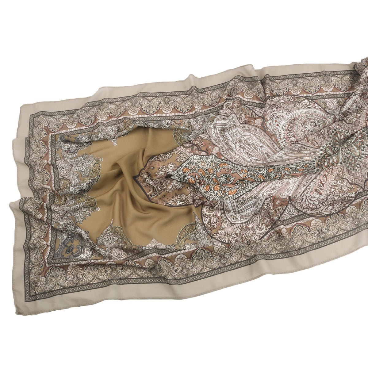 Écharpe Hijab en Mousseline Imprimée Élégante, Style Bohème, Respirante, Protection Solaire (MH136)