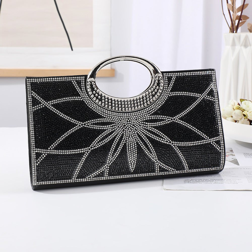 Sac Pochette Vintage à Grande Anse Circulaire Ornée de Strass Scintillants (MAC430)