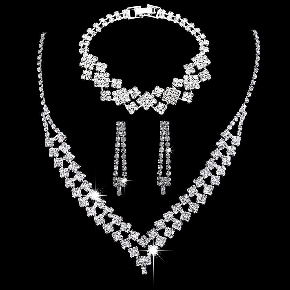 Collier et boucles d'oreilles pendantes MAC181 en zircons diamantés étincelants