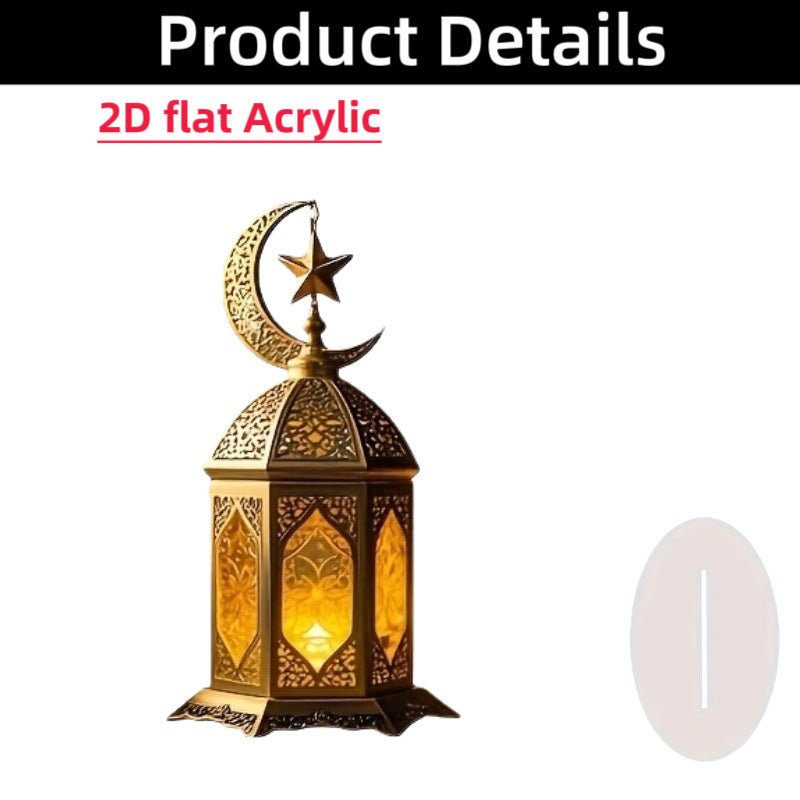 Croissant islamique avec motifs islamiques - Ornement de bureau en acrylique (MAC398)