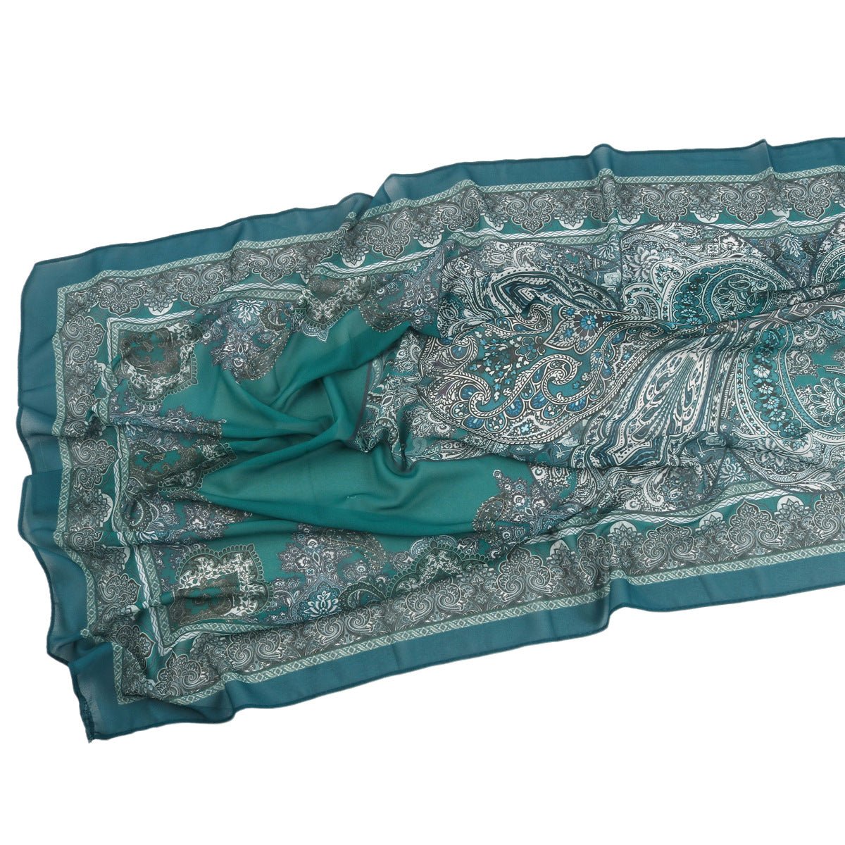 Écharpe Hijab en Mousseline Imprimée Élégante, Style Bohème, Respirante, Protection Solaire (MH136)