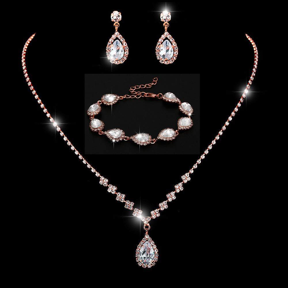 Collier et boucles d'oreilles pendantes MAC181 en zircons diamantés étincelants