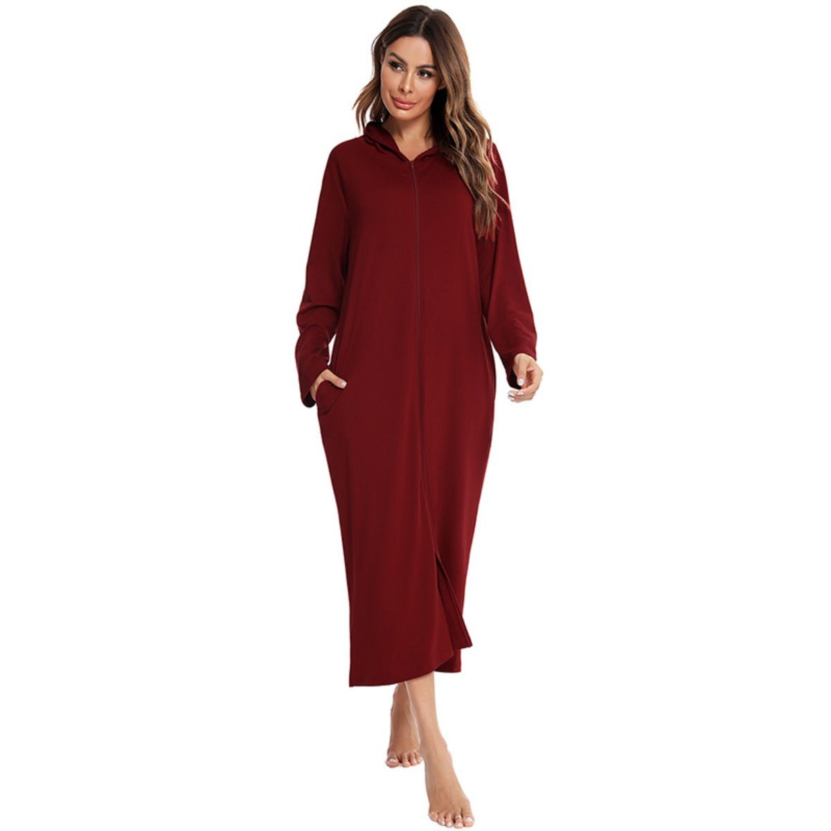 Cardigan long zippé et douillet avec poches | Confort Loungewear (MS110)