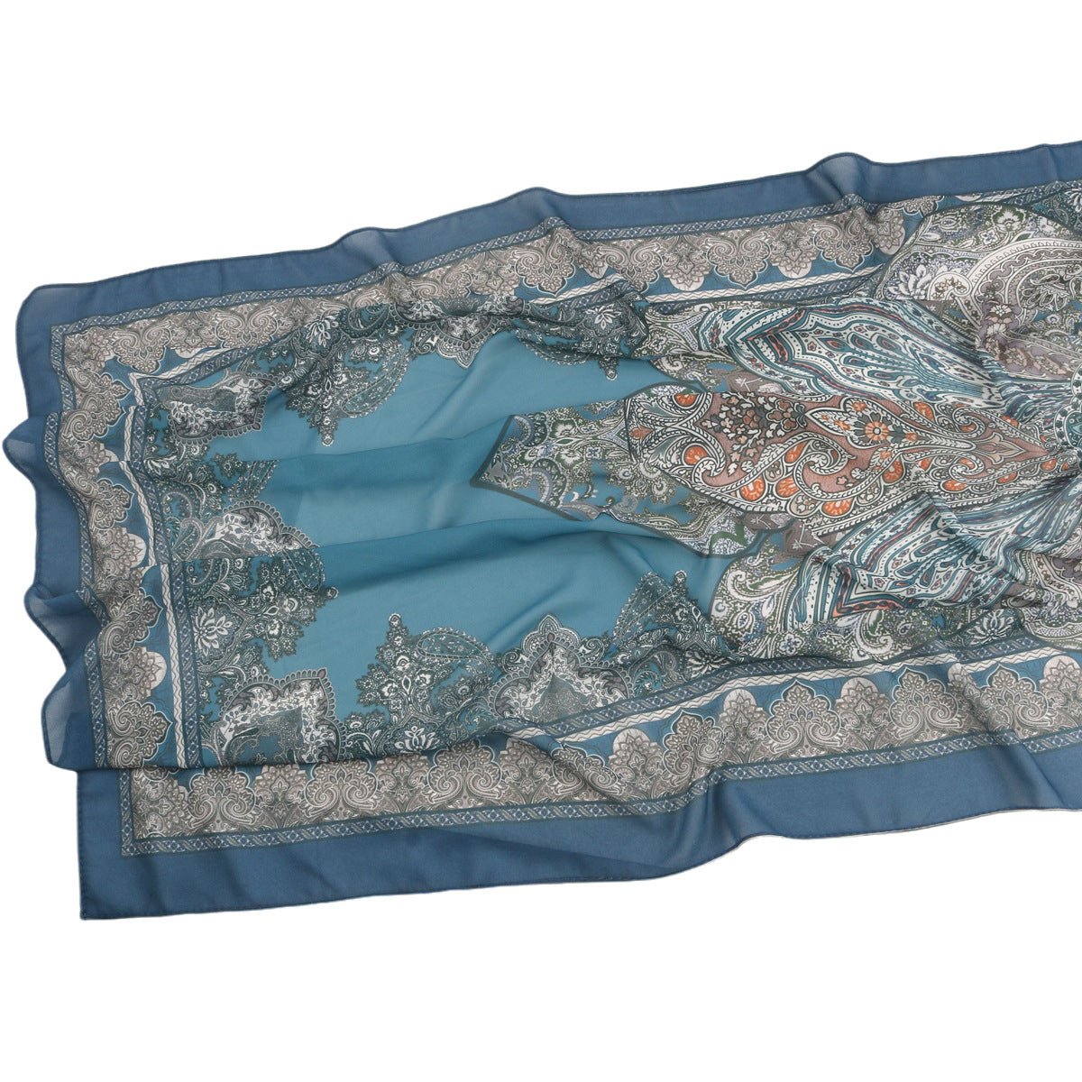 Écharpe Hijab en Mousseline Imprimée Élégante, Style Bohème, Respirante, Protection Solaire (MH136)