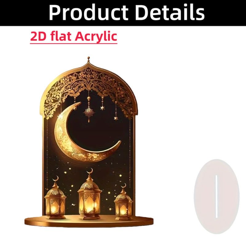 Croissant islamique avec motifs islamiques - Ornement de bureau en acrylique (MAC398)