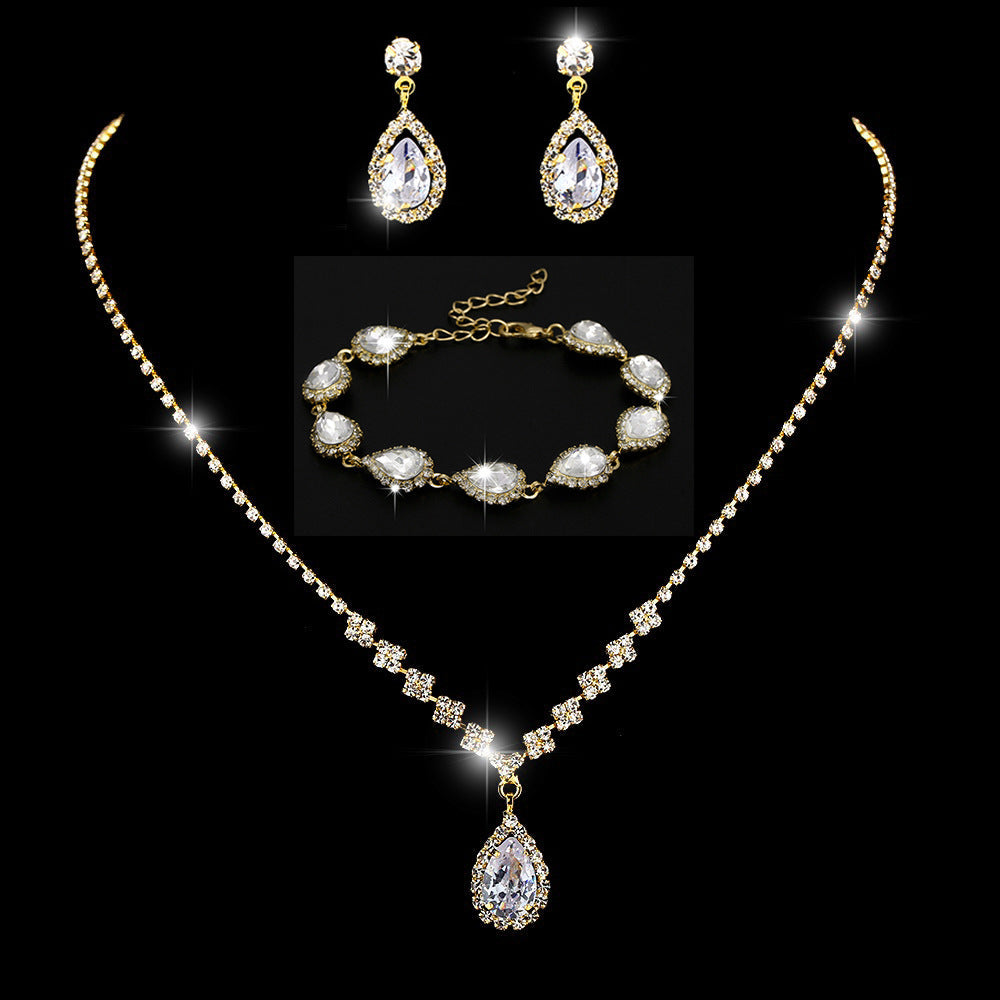 Collier et boucles d'oreilles pendantes MAC181 en zircons diamantés étincelants